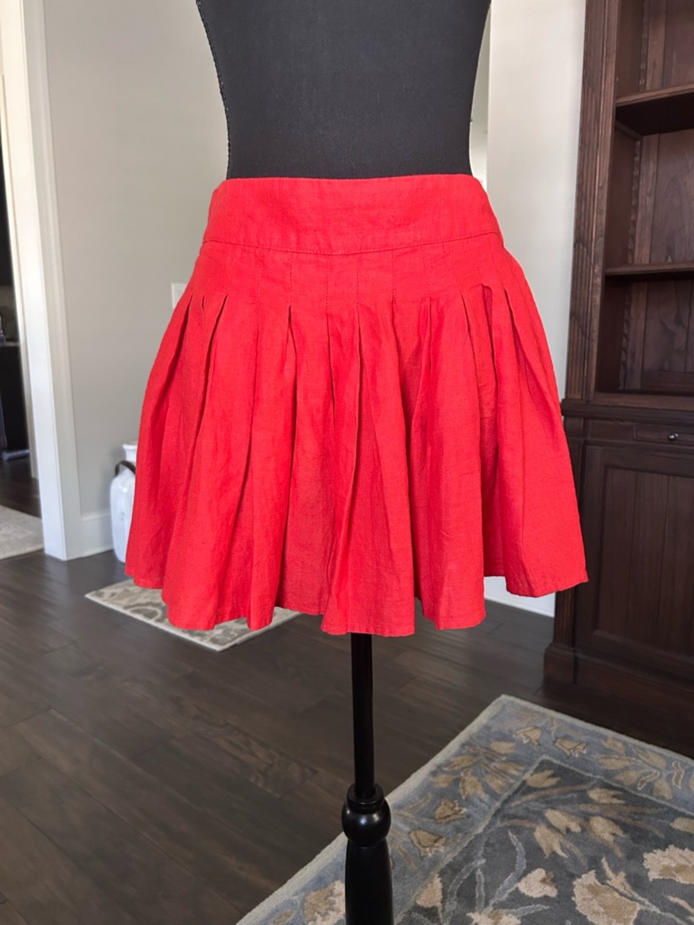 Free People red pleated skirt